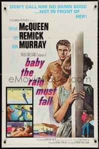 9t1178 BABY THE RAIN MUST FALL 1sh 1965 bad boy Steve McQueen is no damn good for Lee Remick!