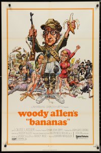9t1187 BANANAS 1sh 1971 great artwork of Woody Allen by E.C. Comics artist Jack Davis!