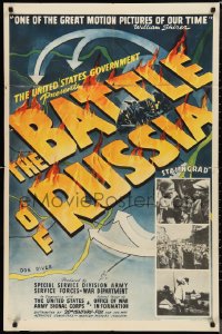 9t1198 BATTLE OF RUSSIA 1sh 1943 directed by Frank Capra & Anatole Litvak for U.S. Army, cool art!