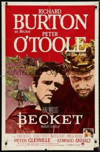9t1203 BECKET 1sh 1964 great image of Richard Burton in the title role, Peter O'Toole!