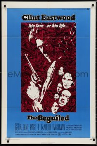 9t1207 BEGUILED 1sh 1971 cool psychedelic art of Clint Eastwood & Geraldine Page, Don Siegel