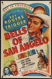 9t1210 BELLS OF SAN ANGELO 1sh 1947 Roy Rogers & Dale Evans in Texas fighting baddies!