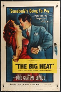 9t1217 BIG HEAT 1sh 1953 great pulp art of Glenn Ford & sexy Gloria Grahame, Fritz Lang noir!