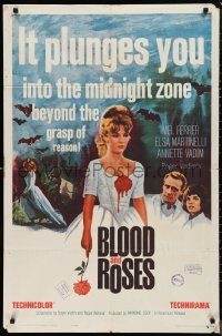 9t1230 BLOOD & ROSES 1sh 1961 Et mourir de plaisir, Roger Vadim, sexiest vampire Annette Vadim!
