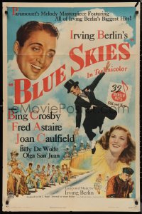 9t1237 BLUE SKIES 1sh 1946 art of dancing Fred Astaire, Bing Crosby, Joan Caulfield, Irving Berlin!
