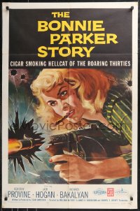 9t1240 BONNIE PARKER STORY 1sh 1958 great art of the cigar-smoking hellcat of the roaring '30s!