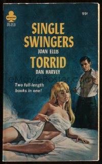 9t0801 SINGLE SWINGERS/TORRID paperback book 1969 signed by author Joan Ellis, sexy cover art!