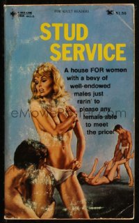 9t0803 STUD SERVICE paperback book 1970 bevy of well-endowed males just rarin' to please any female!