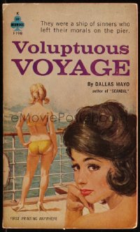 9t0811 VOLUPTUOUS VOYAGE paperback book 1962 signed by author Dallas Mayo, sexy Minney cover art!