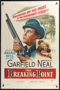 9t1247 BREAKING POINT 1sh 1950 super c/u of John Garfield & Patricia Neal, Ernest Hemingway!