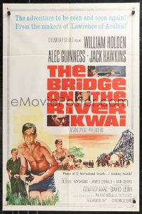 9t1250 BRIDGE ON THE RIVER KWAI 1sh R1963 William Holden with gun, David Lean WWII classic!