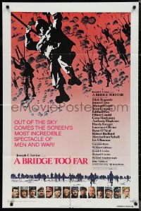 9t1254 BRIDGE TOO FAR style B 1sh 1977 Michael Caine, Connery, cool art of paratrooper!