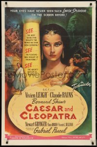 9t1265 CAESAR & CLEOPATRA 1sh 1946 art of sexy Egyptian Vivien Leigh, Claude Rains, ultra rare!