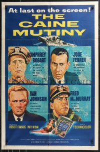 9t1269 CAINE MUTINY 1sh 1954 art of Humphrey Bogart, Jose Ferrer, Van Johnson & Fred MacMurray!