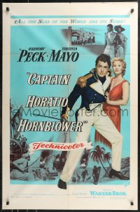 9t1277 CAPTAIN HORATIO HORNBLOWER 1sh 1951 Gregory Peck with sword & pretty Virginia Mayo!