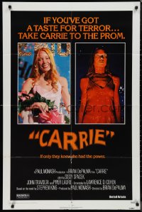 9t1281 CARRIE 1sh 1976 Stephen King, Sissy Spacek before and after her bloodbath at the prom!