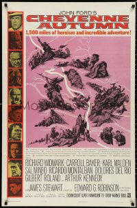 9t1289 CHEYENNE AUTUMN 1sh 1964 directed by John Ford, portraits of top stars + cool Rehberger art!