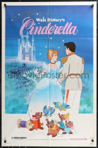 9t1297 CINDERELLA 1sh R1981 Walt Disney classic romantic cartoon, image of prince & mice!