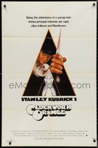 9t1305 CLOCKWORK ORANGE int'l 1sh 1972 Stanley Kubrick, Castle art of Malcolm McDowell!
