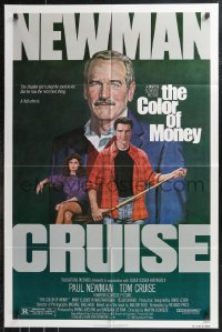 9t1310 COLOR OF MONEY 1sh 1986 Robert Tanenbaum art of Paul Newman & Tom Cruise playing pool!
