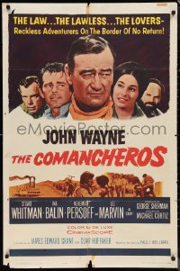9t1312 COMANCHEROS 1sh 1961 cowboy John Wayne, Stuart Whitman, directed by Michael Curtiz!
