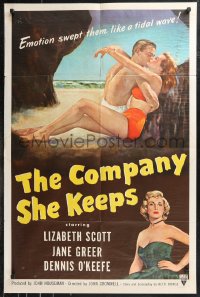 9t1317 COMPANY SHE KEEPS 1sh 1951 art of sexy bad girl Jane Greer + parole officer Lizabeth Scott!