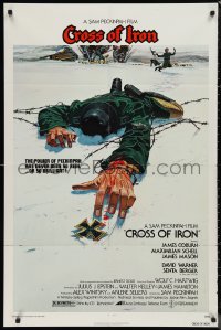 9t1330 CROSS OF IRON 1sh 1977 Sam Peckinpah, Tanenbaum art of fallen World War II Nazi soldier!