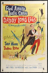 9t1333 DADDY LONG LEGS 1sh 1955 Jean Negulesco, art of Fred Astaire dancing with Leslie Caron!