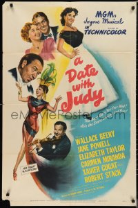9t1341 DATE WITH JUDY 1sh 1948 Elizabeth Taylor, Carmen Miranda, Wallace Beery, Jane Powell
