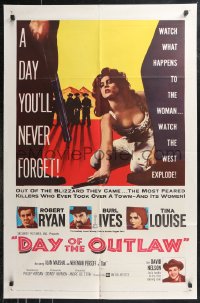 9t1344 DAY OF THE OUTLAW 1sh 1959 Robert Ryan, Burl Ives, Tina Louise, a day you'll never forget!