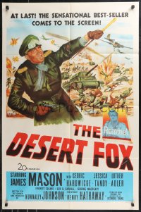 9t1357 DESERT FOX 1sh 1951 artwork of James Mason as Field Marshal Erwin Rommel at war!