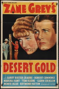 9t1358 DESERT GOLD 1sh 1936 Buster Crabbe, Zane Grey, ancient American Indian treasure!