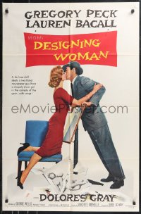 9t1359 DESIGNING WOMAN style A 1sh 1957 best romantic art of Gregory Peck & Lauren Bacall!