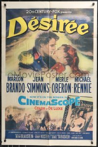 9t1361 DESIREE 1sh 1954 great artwork of Marlon Brando & pretty Jean Simmons!