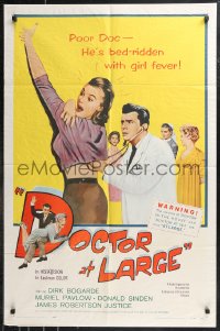 9t1379 DOCTOR AT LARGE 1sh 1957 Dr. Dirk Bogarde is bed-ridden with girl fever!