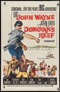 9t1386 DONOVAN'S REEF 1sh 1963 John Ford, great art of punching sailor John Wayne & Lee Marvin!