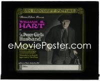 9t0749 POPPY GIRL'S HUSBAND glass slide 1919 William S. Hart's wife divorces & tries to frame him!