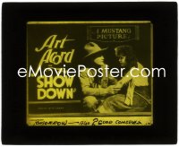 9t0758 SHOW DOWN glass slide 1921 close up of cowboy Art Acord & pretty Marcella Pershing!