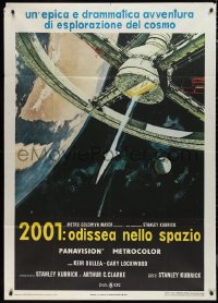9t0129 2001: A SPACE ODYSSEY Italian 1p R1970s Stanley Kubrick, Bob McCall art of space wheel!