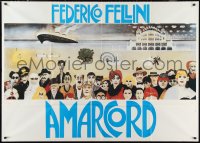 9t0131 AMARCORD horizontal Italian 1p R1980s Federico Fellini classic comedy, art by Giuliano Geleng!