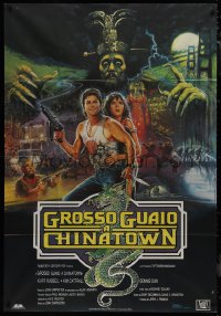 9t0137 BIG TROUBLE IN LITTLE CHINA Italian 1p 1986 different Bysouth art of Kurt Russell & Cattrall!