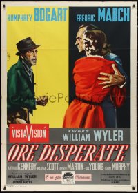9t0150 DESPERATE HOURS Italian 1p 1956 different Nistri art of Humphrey Bogart & Fredric March!