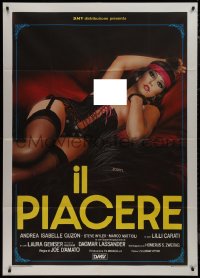 9t0199 PLEASURE Italian 1p 1985 Enzo Sciotti of sexy woman sprawled out in skimpy lingerie!