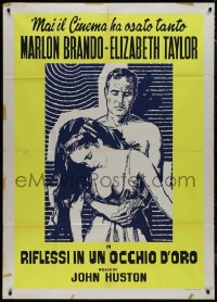 9t0202 REFLECTIONS IN A GOLDEN EYE dayglo Italian 1p R1970s different art of Liz Taylor & Brando!