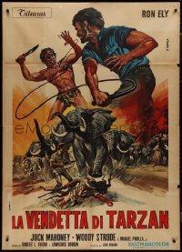 9t0223 TARZAN'S DEADLY SILENCE Italian 1p 1970 Jock Mahoney hunts Ron Ely, different Franco art!