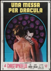 9t0224 TASTE THE BLOOD OF DRACULA Italian 1p 1971 Nistri art of vampire Christopher Lee & naked girl!