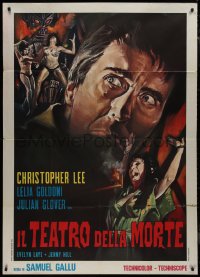 9t0230 THEATRE OF DEATH Italian 1p 1970 Christopher Lee, completely different montage horror art!