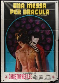 9t0126 TASTE THE BLOOD OF DRACULA Italian 2p 1971 Nistri art of vampire Chris Lee biting naked girl!