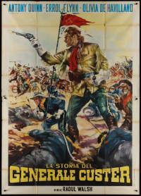9t0127 THEY DIED WITH THEIR BOOTS ON Italian 2p R1963 Stefano art of Errol Flynn at Little Big Horn!
