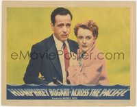 9t0296 ACROSS THE PACIFIC LC 1942 great close up of Humphrey Bogart pointing gun & Mary Astor!